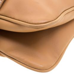 Pre Owned Fendi Tan Leather Flap Tote