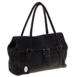 Pre Owned Fendi Black Selleria Leather Linda Satchel