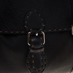 Pre Owned Fendi Black Selleria Leather Linda Satchel