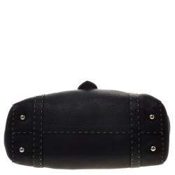 Pre Owned Fendi Black Selleria Leather Linda Satchel