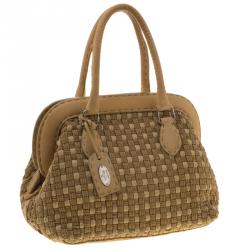 Pre Owned Fendi Beige Woven Rope Paglia Satchel
