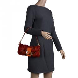 Pre Owned Fendi Red/Orange Beads and Python Mini Mama Shoulder Bag
