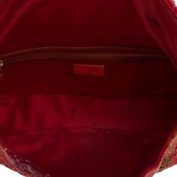 Pre Owned Fendi Red/Orange Beads and Python Mini Mama Shoulder Bag