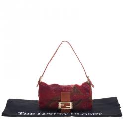 Pre Owned Fendi Red/Orange Beads and Python Mini Mama Shoulder Bag