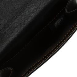 Pre Owned Fendi Black Zucchino patent Leather Compact Wallet
