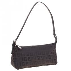 Pre Owned Fendi Dark Brown Zucchino Canvas Pochette
