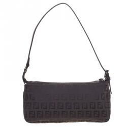 Pre Owned Fendi Dark Brown Zucchino Canvas Pochette
