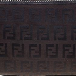 Pre Owned Fendi Dark Brown Zucchino Canvas Pochette
