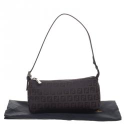 Pre Owned Fendi Dark Brown Zucchino Canvas Pochette
