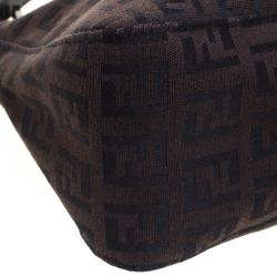 Pre Owned Fendi Dark Brown Zucchino Canvas Pochette

