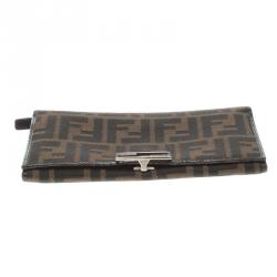 Pre Owned Fendi Tobacco Zucca Canvas Long Wallet