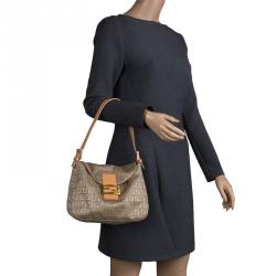 Fendi Fatigue Green Zucchino Canvas Baguette Shoulder Bag
