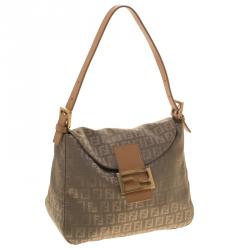 Fendi Fatigue Green Zucchino Canvas Baguette Shoulder Bag