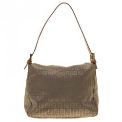 Fendi Fatigue Green Zucchino Canvas Baguette Shoulder Bag
