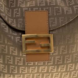 Fendi Fatigue Green Zucchino Canvas Baguette Shoulder Bag