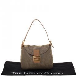 Fendi Fatigue Green Zucchino Canvas Baguette Shoulder Bag