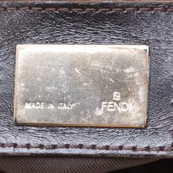 Fendi Grey Zucchino Fabric Baguette Shoulder Bag