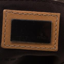Pre Owned Fendi Fatigue Green/Beige Zucchino Canvas Mini Baguette Shoulder Bag