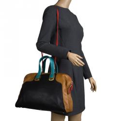 Pre Owned Fendi Tri Color Leather Large Chameleon Satchel
