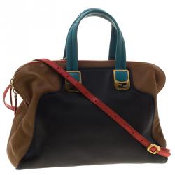 Pre Owned Fendi Tri Color Leather Large Chameleon Satchel