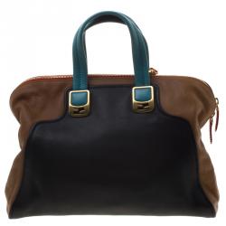 Pre Owned Fendi Tri Color Leather Large Chameleon Satchel