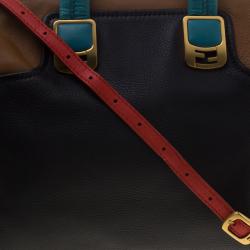 Pre Owned Fendi Tri Color Leather Large Chameleon Satchel