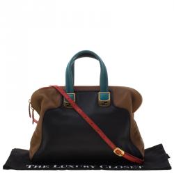 Pre Owned Fendi Tri Color Leather Large Chameleon Satchel