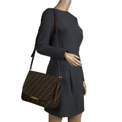 Pre Owned Fendi Tobacco Zucca Canvas Crossbody Bag