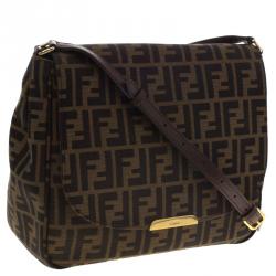 Pre Owned Fendi Tobacco Zucca Canvas Crossbody Bag