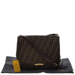 Pre Owned Fendi Tobacco Zucca Canvas Crossbody Bag
