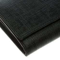 Pre Owned Fendi Black Zucchino Coated Canvas Continental Wallet