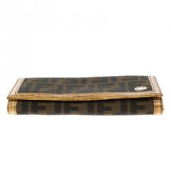Pre Owned Fendi Brown/Cream Zucca Canvas Continental Wallet
