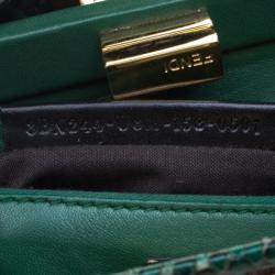 Pre Owned Fendi Green Python Mini Peekaboo Top Handle Bag