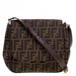 Pre Owned Fendi Tobacco Zucca Canvas Crossbody Bag