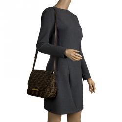 Pre Owned Fendi Tobacco Zucca Canvas Crossbody Bag