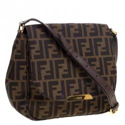 Pre Owned Fendi Tobacco Zucca Canvas Crossbody Bag
