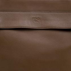 Fendi Brown Leanther/Canvas and Suede Pequin Boston Bag