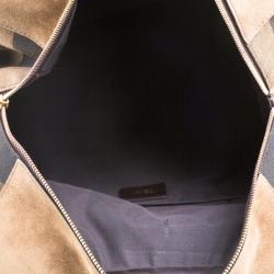 Fendi Brown Leanther/Canvas and Suede Pequin Boston Bag