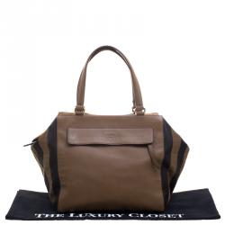 Fendi Brown Leanther/Canvas and Suede Pequin Boston Bag