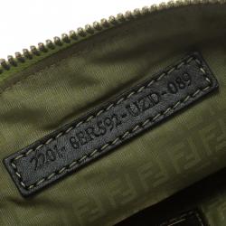 Pre Owned Fendi Tobacco/Green Zucca Coated Canvas Pochette