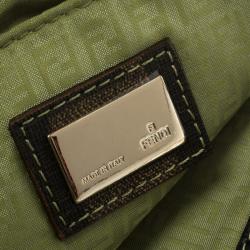 Pre Owned Fendi Tobacco/Green Zucca Coated Canvas Pochette