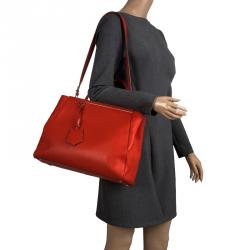 Pre Owned Fendi Candy Red Saffiano Leather 2Jours Tote