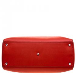 Pre Owned Fendi Candy Red Saffiano Leather 2Jours Tote