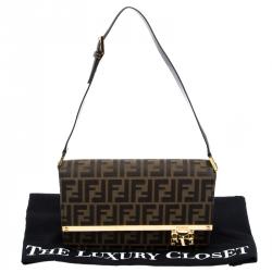 Pre Owned Fendi Tobacco Zucca Canvas Vintage Flap Shoulder Bag