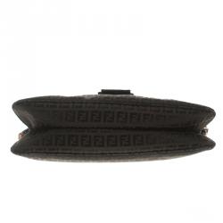 Pre Owned Fendi Dark Brown Zucchino Canvas Baguette Shoulder Bag