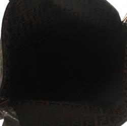 Pre Owned Fendi Dark Brown Zucchino Canvas Baguette Shoulder Bag
