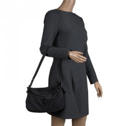 Fendi Dark Grey Felt Baguette Shoulder Bag
