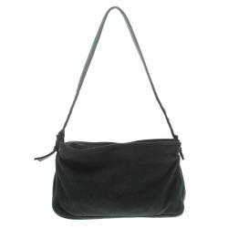 Fendi Dark Grey Felt Baguette Shoulder Bag
