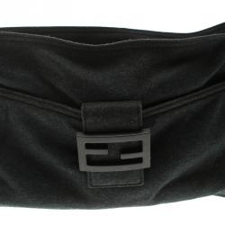 Fendi Dark Grey Felt Baguette Shoulder Bag
