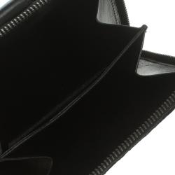 Pre Owned Fendi Black Zucchino Canvas Zip Around Compact Wallet
